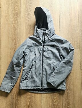 Women's The North Face Heather Gray Hooded Softshell Winter WindWall Coat Jacket